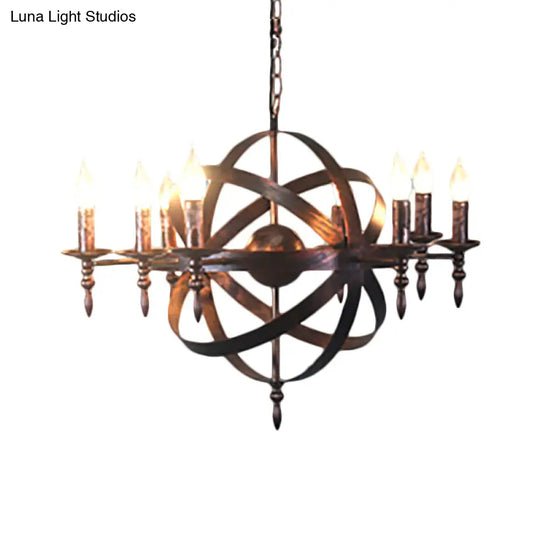 Vintage Cage Chandelier With Metallic Candle Light And 6/8 Heads For Restaurant Ceiling In