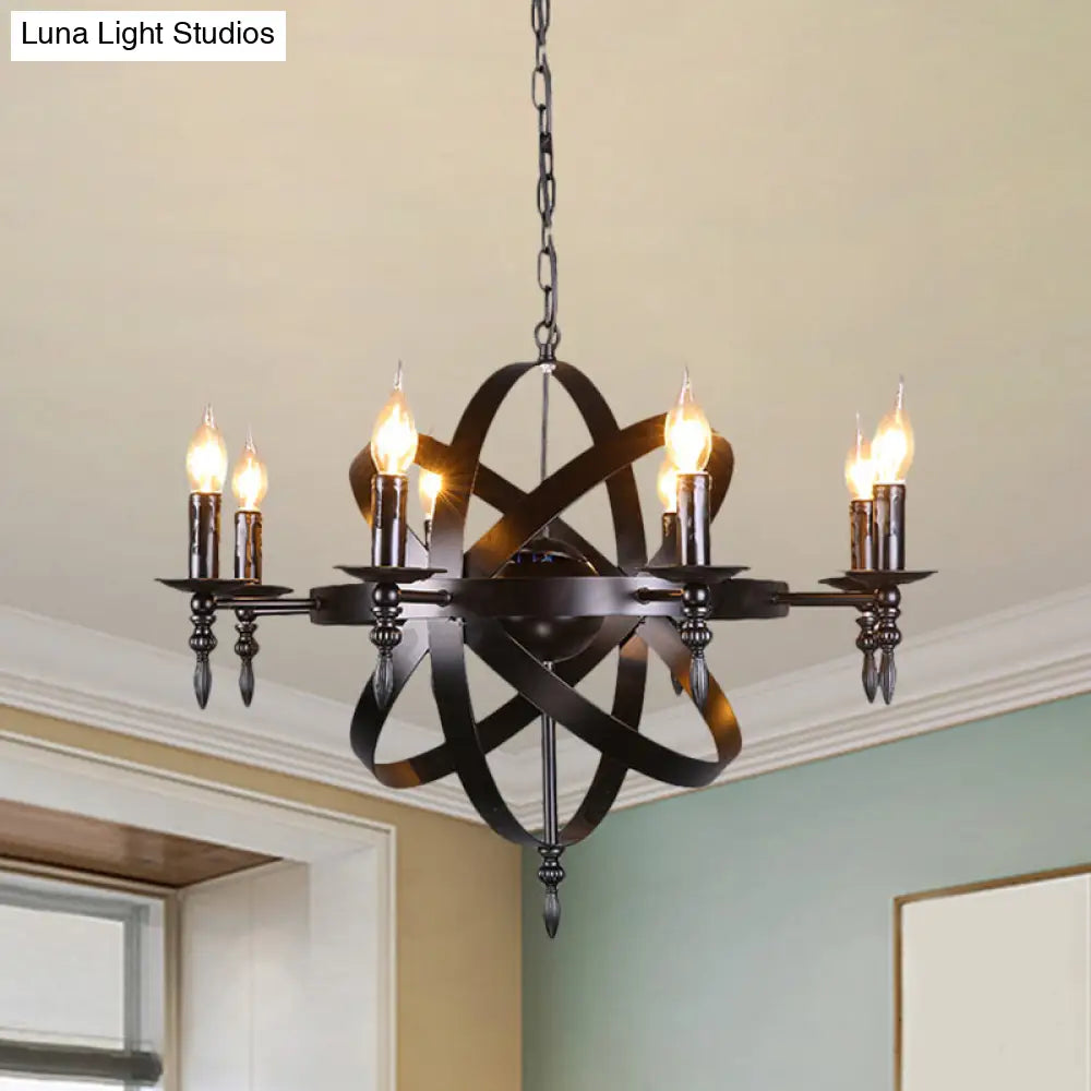 Vintage Cage Chandelier With Metallic Candle Light And 6/8 Heads For Restaurant Ceiling In