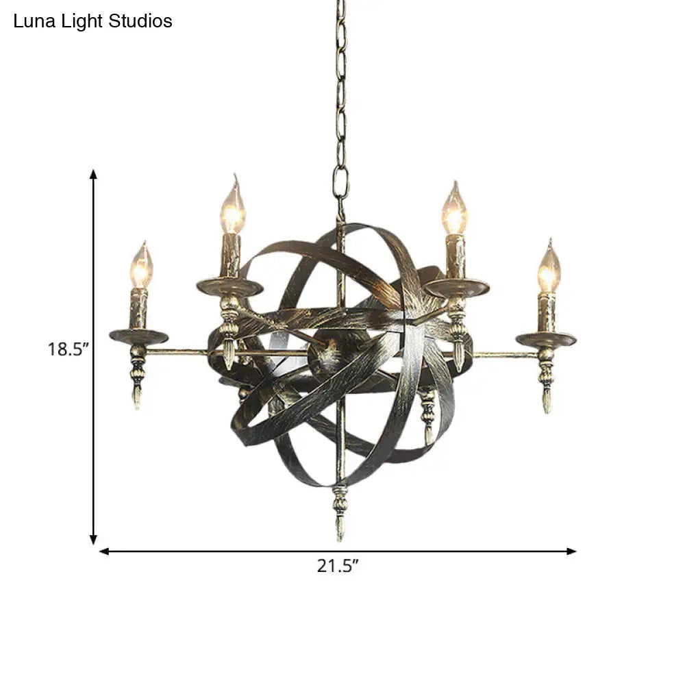 Vintage Cage Chandelier With Metallic Candle Light And 6/8 Heads For Restaurant Ceiling In