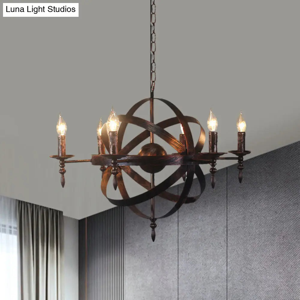 Vintage Cage Chandelier With Metallic Candle Light And 6/8 Heads For Restaurant Ceiling In