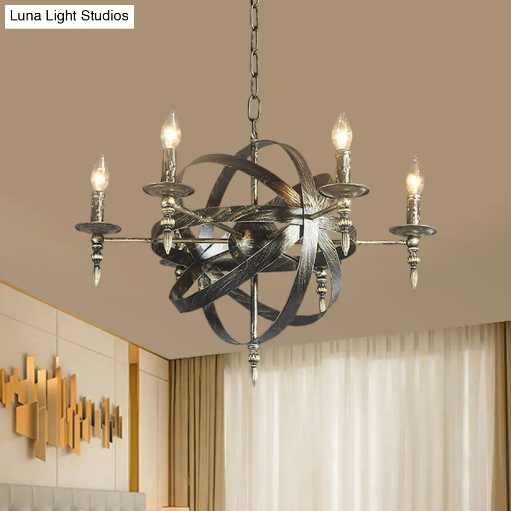 Vintage Cage Chandelier With Metallic Candle Light And 6/8 Heads For Restaurant Ceiling In