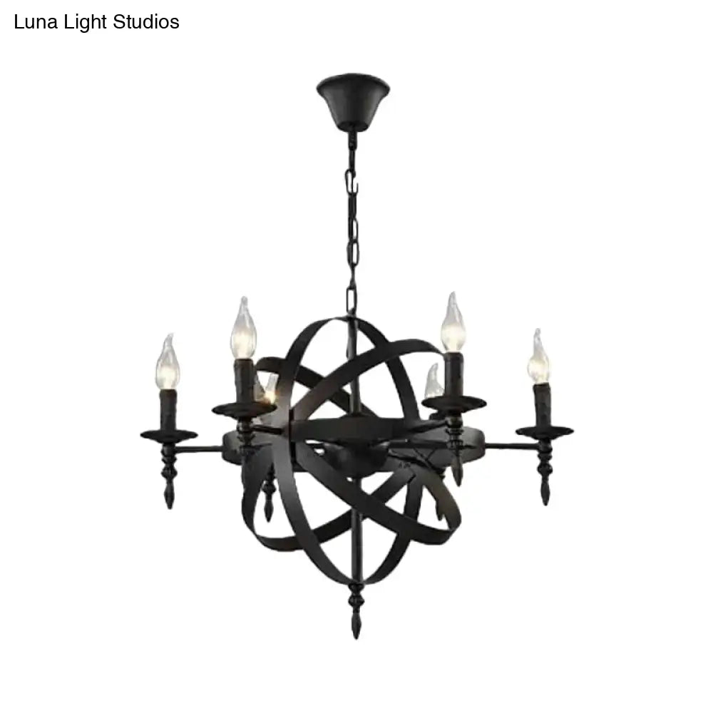 Vintage Cage Chandelier With Metallic Candle Light And 6/8 Heads For Restaurant Ceiling In