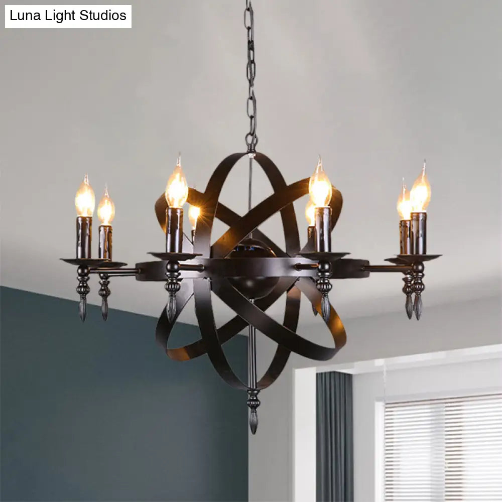 Vintage Cage Chandelier With Metallic Candle Light And 6/8 Heads For Restaurant Ceiling In