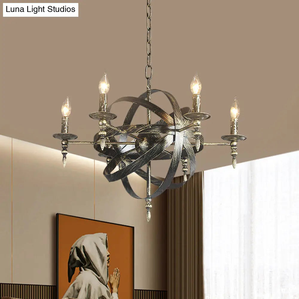Vintage Cage Chandelier With Metallic Candle Light And 6/8 Heads For Restaurant Ceiling In