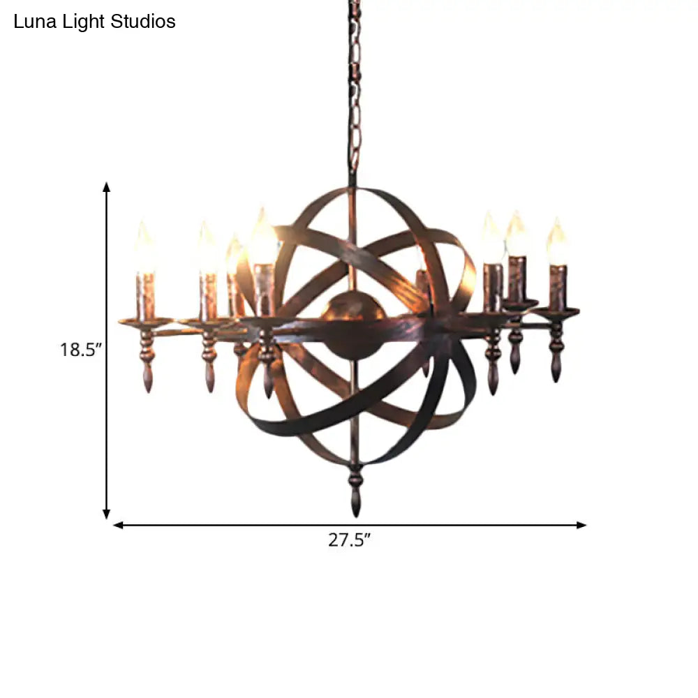 Vintage Cage Chandelier With Metallic Candle Light And 6/8 Heads For Restaurant Ceiling In