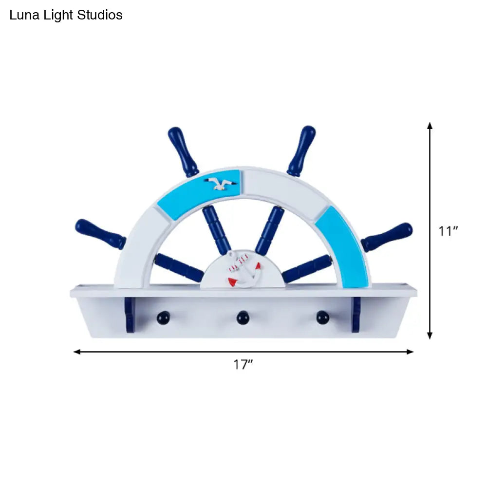 Metallic Childrens Wall Sconce With Blue Led - Warm/White Light