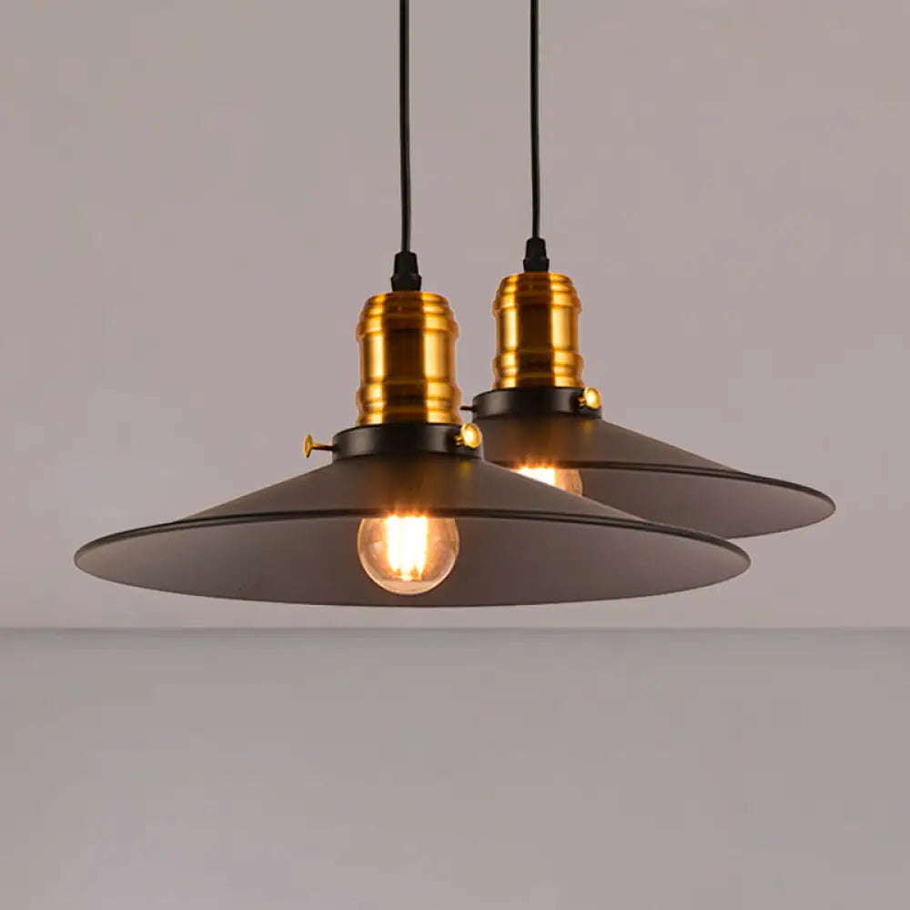 Metallic Cone Hanging Light - Industrial Style Pack Of 1/2/3 8.5’/10’ Wide Black Finish / 8.5’ 2