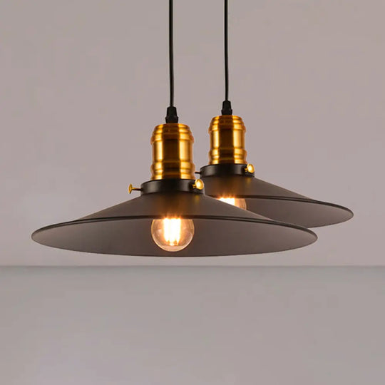 Metallic Cone Hanging Light - Industrial Style Pack Of 1/2/3 8.5’/10’ Wide Black Finish / 8.5’ 2