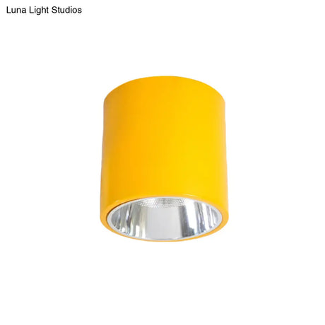 Metallic Cylinder Ceiling Mount Shop Light With Commercial Grade Cloth Shade