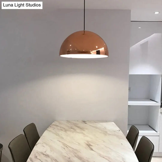 Loft Dome Pendant Lighting 10/12 Dia Polished Copper Ceiling Fixture For Kitchen / 10