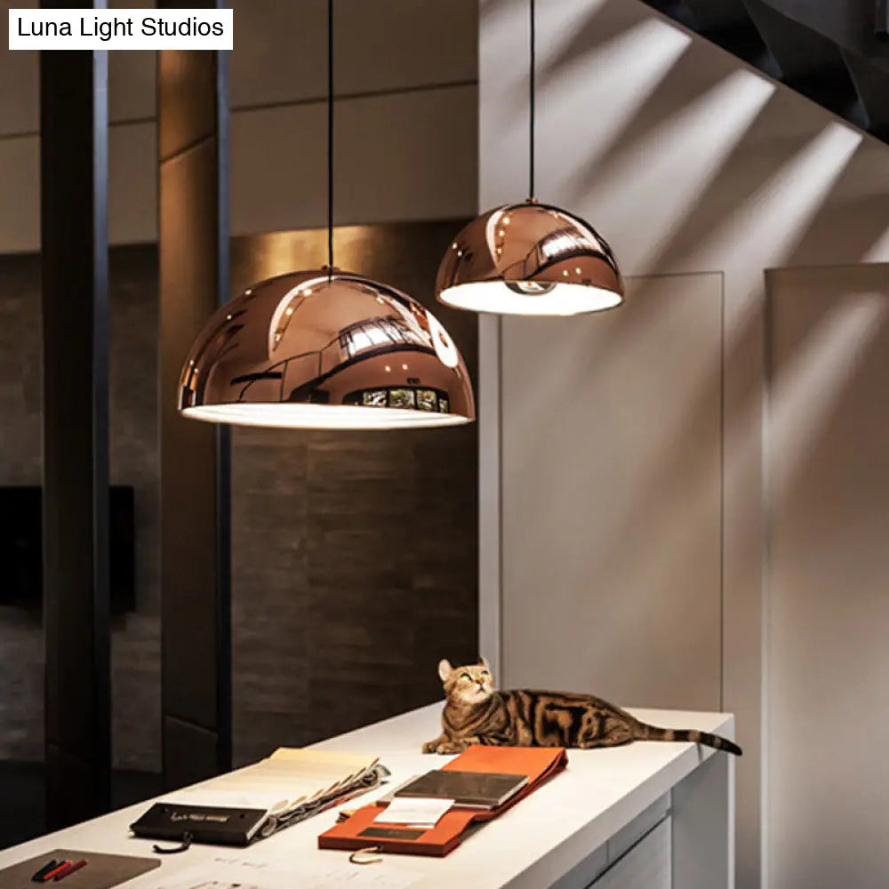 Metallic Dome Pendant Lighting Polished Copper Finish For Kitchen - 10’/12’ Diameter 1 Bulb