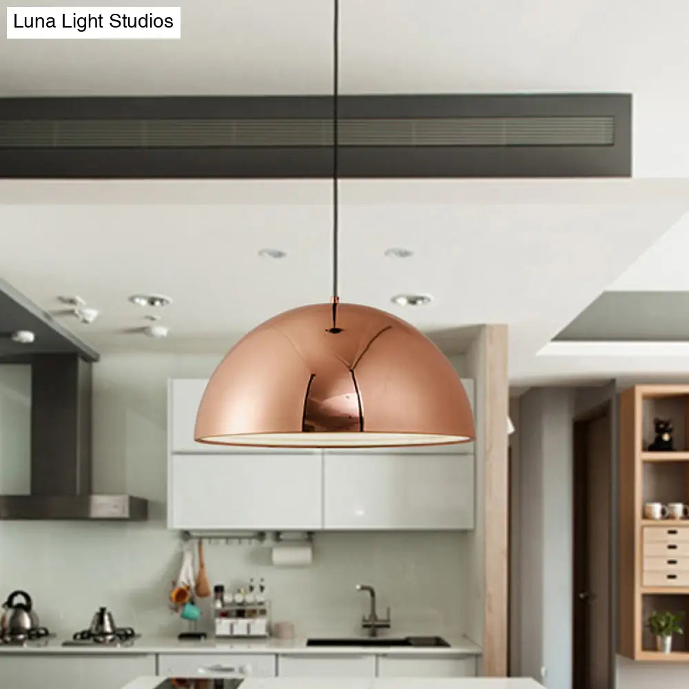 Metallic Dome Pendant Lighting Polished Copper Finish For Kitchen - 10’/12’ Diameter 1 Bulb
