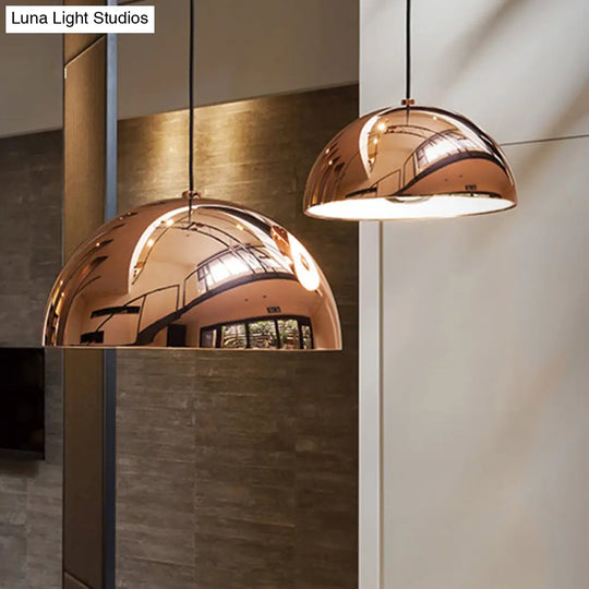 Metallic Dome Pendant Lighting Polished Copper Finish For Kitchen - 10’/12’ Diameter 1 Bulb