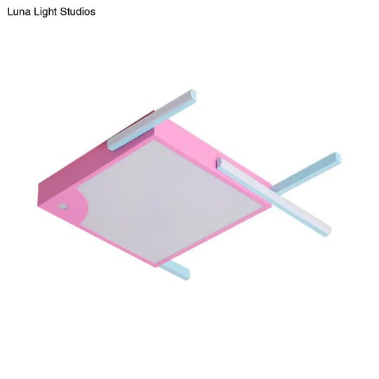 Metallic Fish Shaped Led Flush Mount Ceiling Light In White/Warm - Pink Cartoon Design
