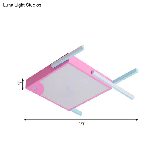 Metallic Fish Shaped Led Flush Mount Ceiling Light In White/Warm - Pink Cartoon Design
