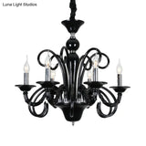 Metallic Hanging Chandelier Light - Industrial Style 6/8 Bulbs Black Finish Suspension For Living