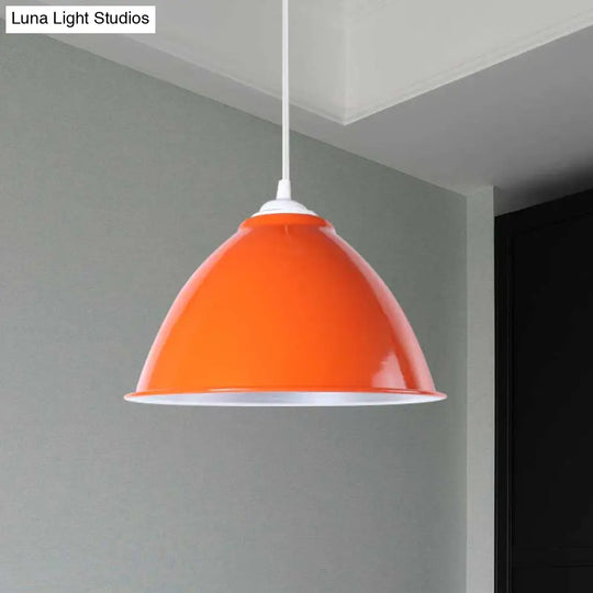 Metallic Domed Hanging Ceiling Light - Industrial Pendant Lamp With Adjustable Cord In