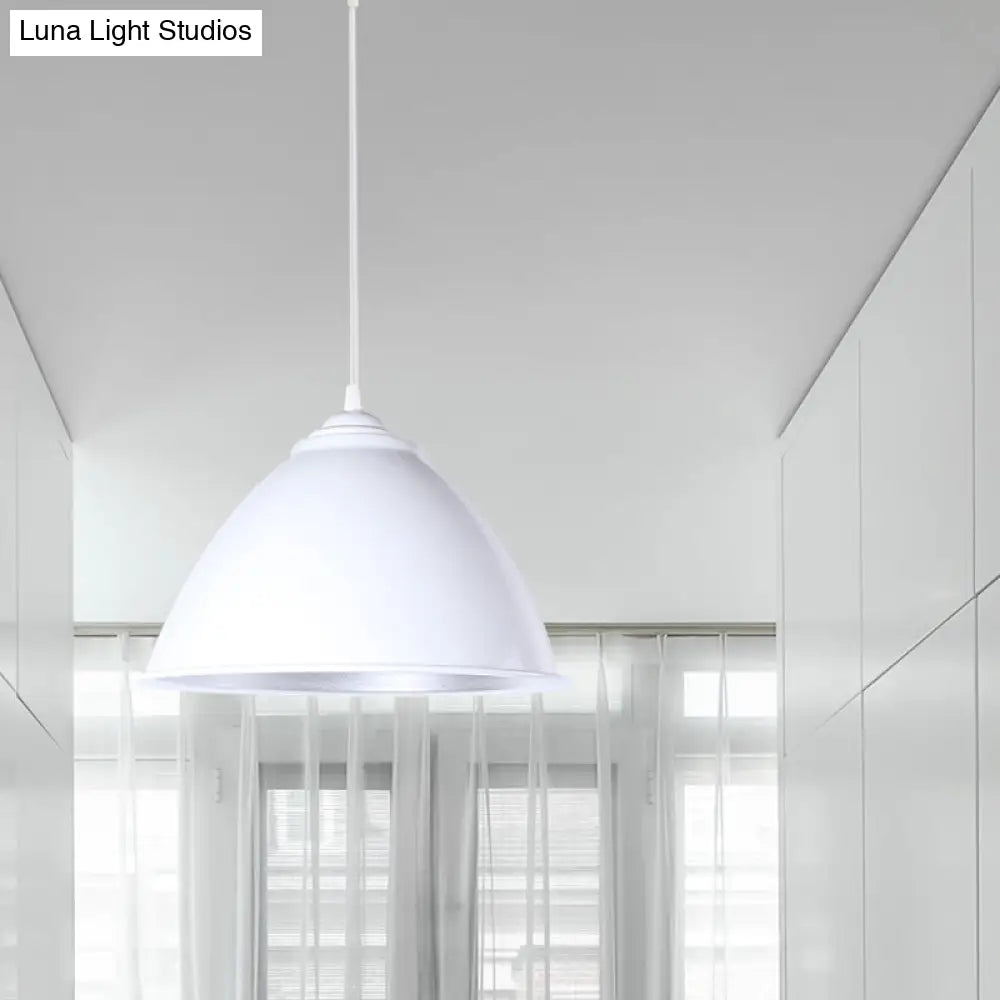 Metallic Industrial Hanging Ceiling Light With Adjustable Cord - 1 Head Pendant Lamp