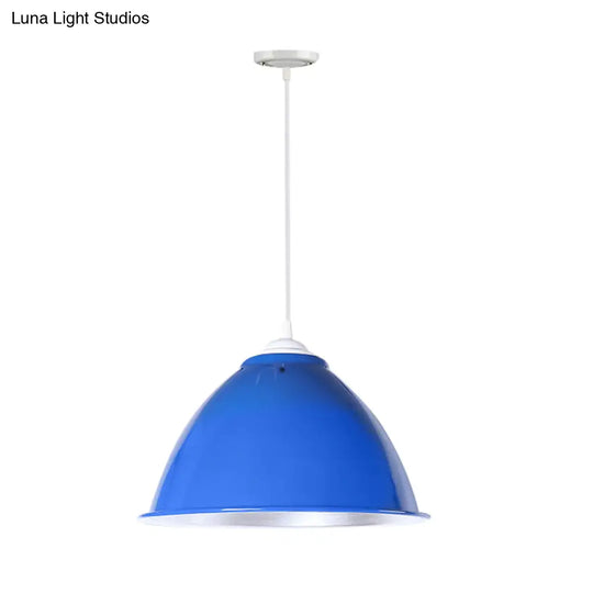 Metallic Domed Hanging Ceiling Light - Industrial Pendant Lamp With Adjustable Cord In