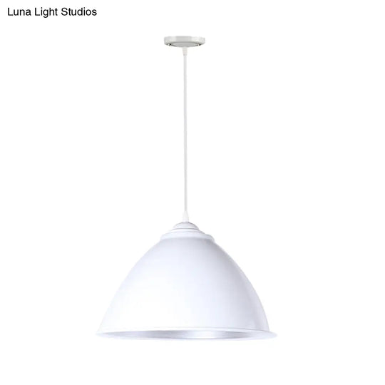 Metallic Industrial Hanging Ceiling Light With Adjustable Cord - 1 Head Pendant Lamp