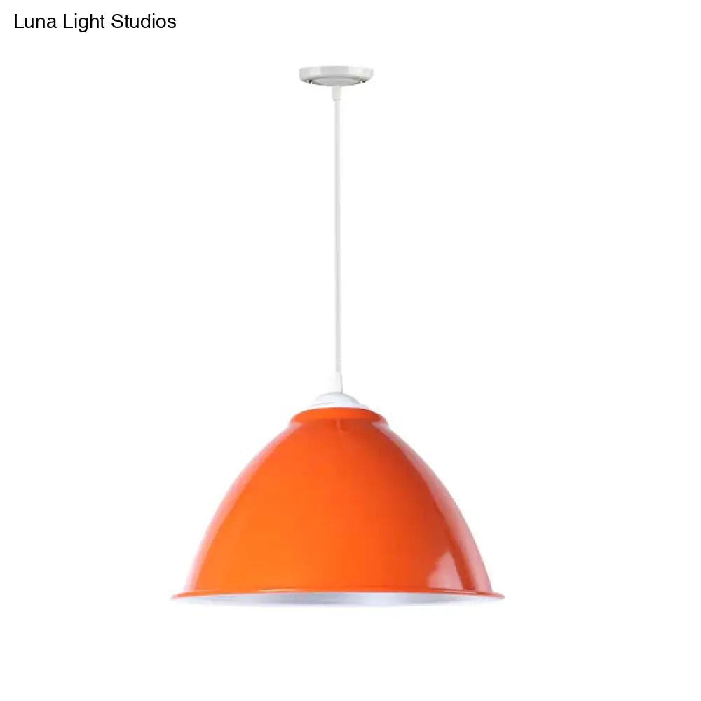 Metallic Industrial Hanging Ceiling Light With Adjustable Cord - 1 Head Pendant Lamp