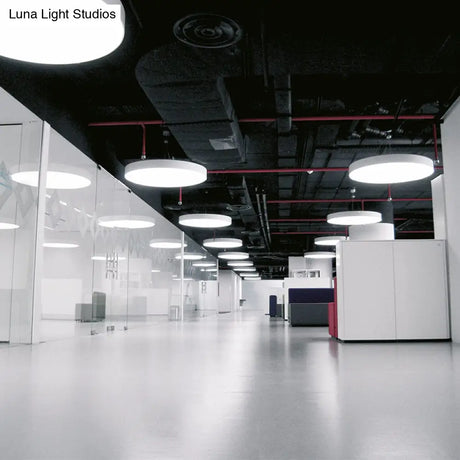 Metallic Led Pendant Light: Simple Style For Office Spaces