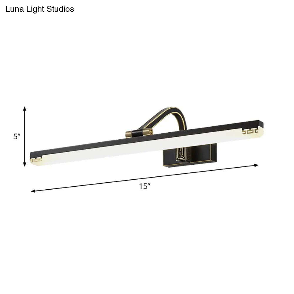 Metallic Led Swing Arm Wall Lamp In Black For Elongated Dressing Tables