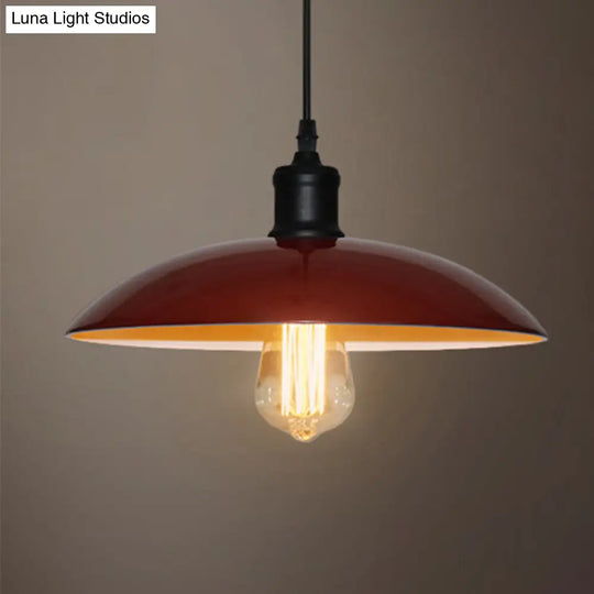Metallic Saucer Shade Pendant Lighting - Loft Style Hanging Lamp For Living Room In Black/White