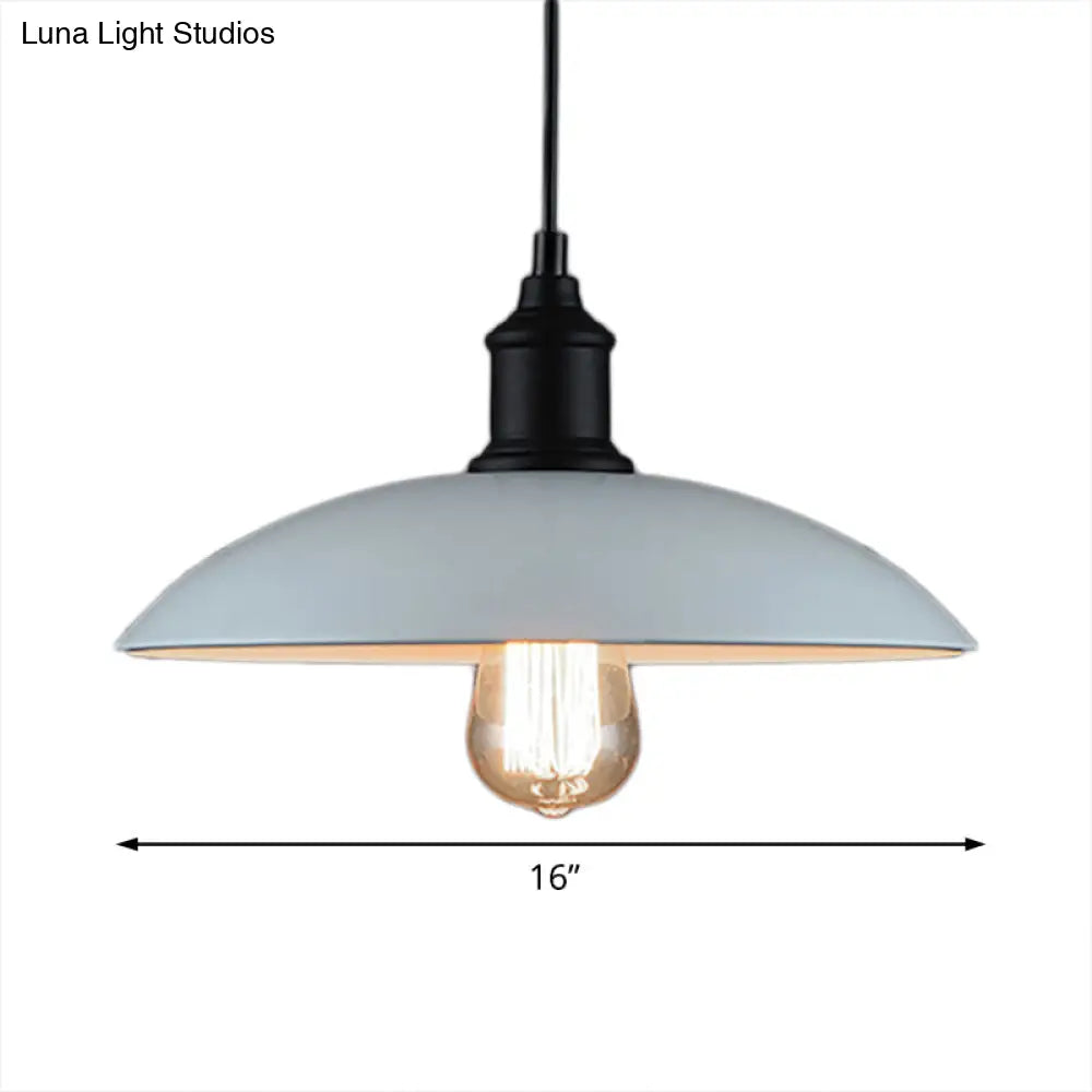 Metallic Loft Style Pendant Lamp With Saucer Shade For Living Room Black/White - 12.5’/16’ W