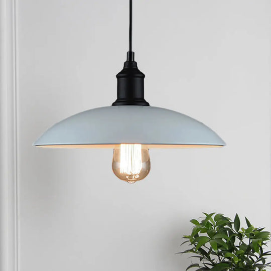 Metallic Loft Style Pendant Lamp With Saucer Shade For Living Room Black/White - 12.5’/16’ W