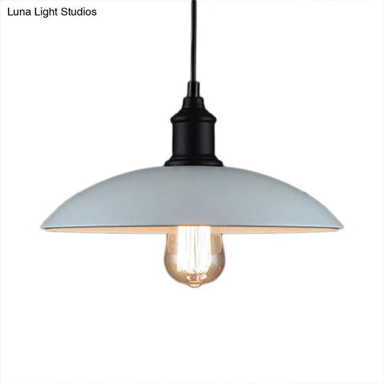 Metallic Saucer Shade Pendant Lighting - Loft Style Hanging Lamp For Living Room In Black/White