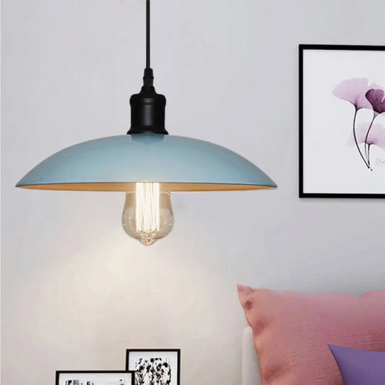 Metallic Loft Style Pendant Lamp With Saucer Shade For Living Room Black/White - 12.5’/16’ W