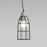 Metallic Minimalist Pendant Light: Caged Dining Room Suspension with Cement Top (Grey) Grey / Long Cone