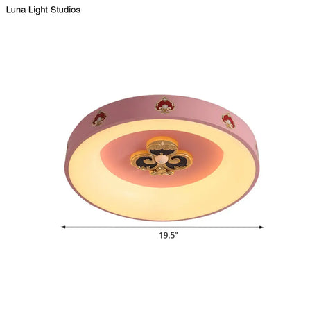 Metallic Pink Led Flushmount Ceiling Light For Girls’ Bedroom