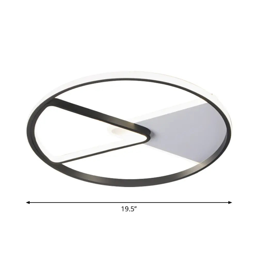 Metallic Round Slim Ceiling Light With Simple Black Design And Led Flush Mount - Warm/White Option