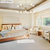 Metallic Sunburst Industrial Pendant Light With Bare Bulbs