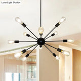 Metallic Sunburst Industrial Pendant Light With Bare Bulbs