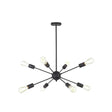 Metallic Sunburst Industrial Pendant Light With Bare Bulbs 8 / Black