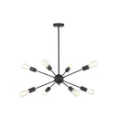 Metallic Sunburst Industrial Pendant Light With Bare Bulbs 8 / Black