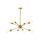 Metallic Sunburst Industrial Pendant Light With Bare Bulbs 8 / Brass