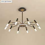 Metallic Tube Hanging Chandelier - Retro 6/8/10-Head Black-Gold Warm/White Suspension Lighting