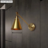 Metallic Vintage Brass Wall Sconce With Tapered Shade - Indoor Lighting (8/12 Diameter)