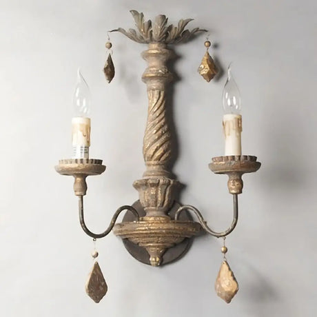 Metallic Vintage Candelabra Wall Light For Corridor Grey / C