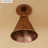 Metallic Vintage Style Rust/Copper Semi Flush Light Fixture - 1 Tapered Indoor Design