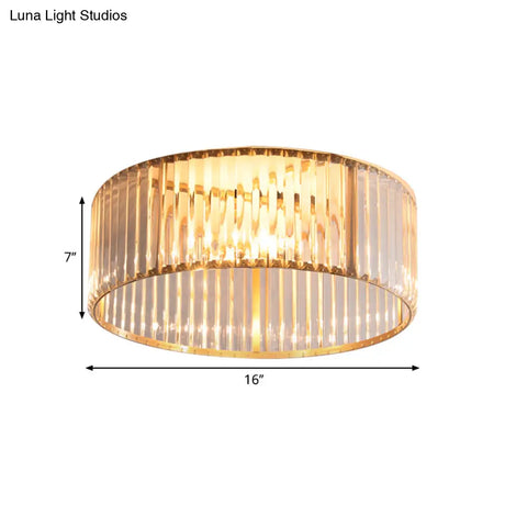 Mid-Century 4/5-Head Flush Mount Light: 16/19.5 Wide Circular Ceiling Fixture In Brass With Metal