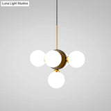 Mid Century 5-Light Restaurant Chandelier Pendant With White/Amber Glass - Elegant Burst Design