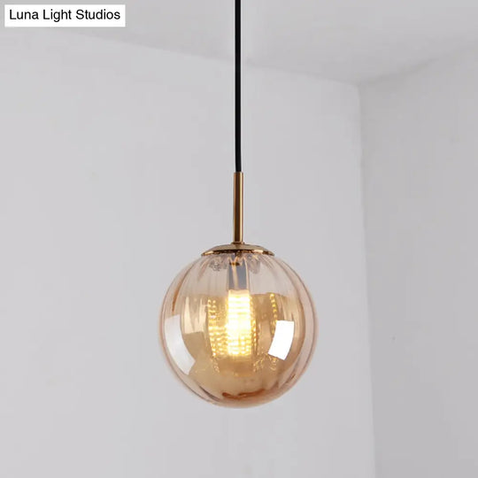 Brass Pendant Light Kit - Mid-Century Glass 1-Light Restaurant Drop Cognac / 6