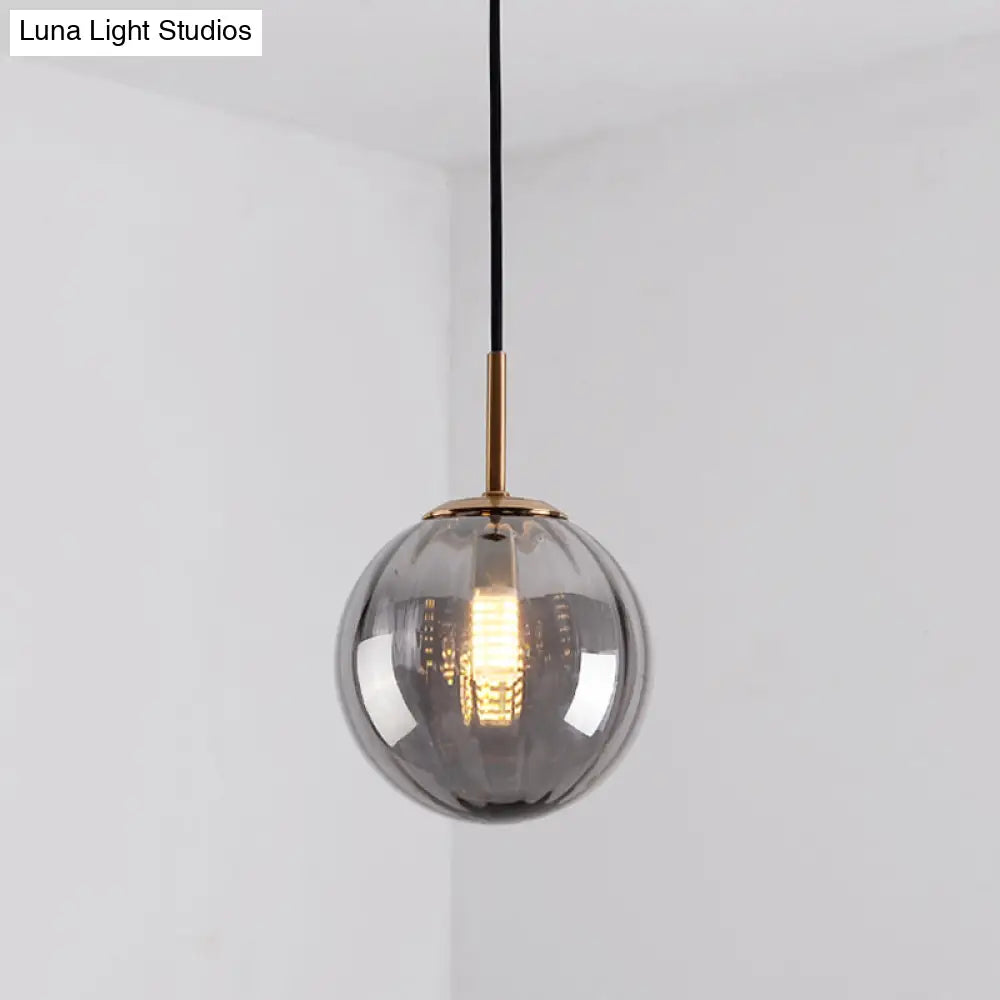 Brass Pendant Light Kit - Mid-Century Glass 1-Light Restaurant Drop Smoke Gray / 6
