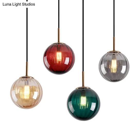 Brass Pendant Light Kit - Mid-Century Glass 1-Light Restaurant Drop