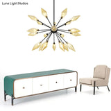 Mid-Century Diamond Shade Chandelier - Amber/Clear Ribbed Glass 9/12/15 Lights Living Room Pendant